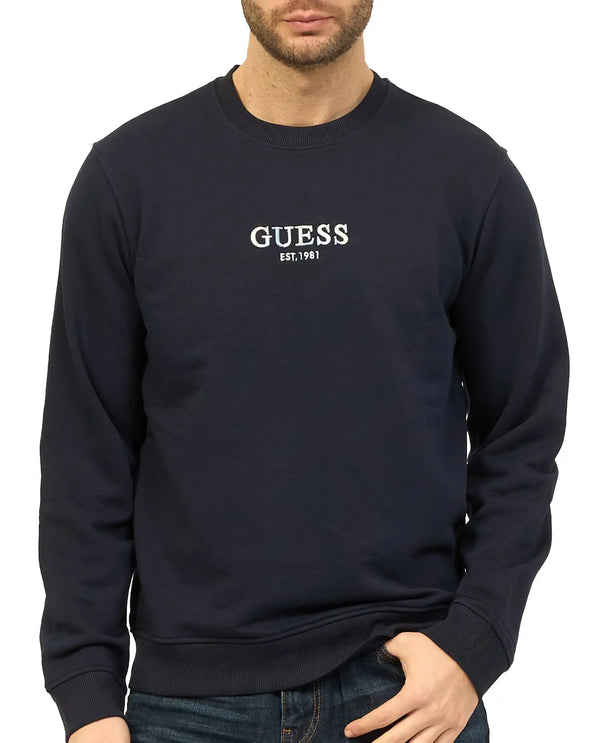 Guess Men’s Multicolour Logo Crew Neck Sweatshirt Navy Northern