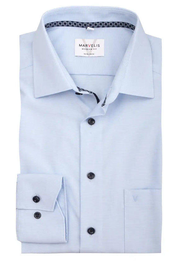 Marvelis Mens Long Sleeve Dress Shirt Modern Fit 7200/54/13 Blue