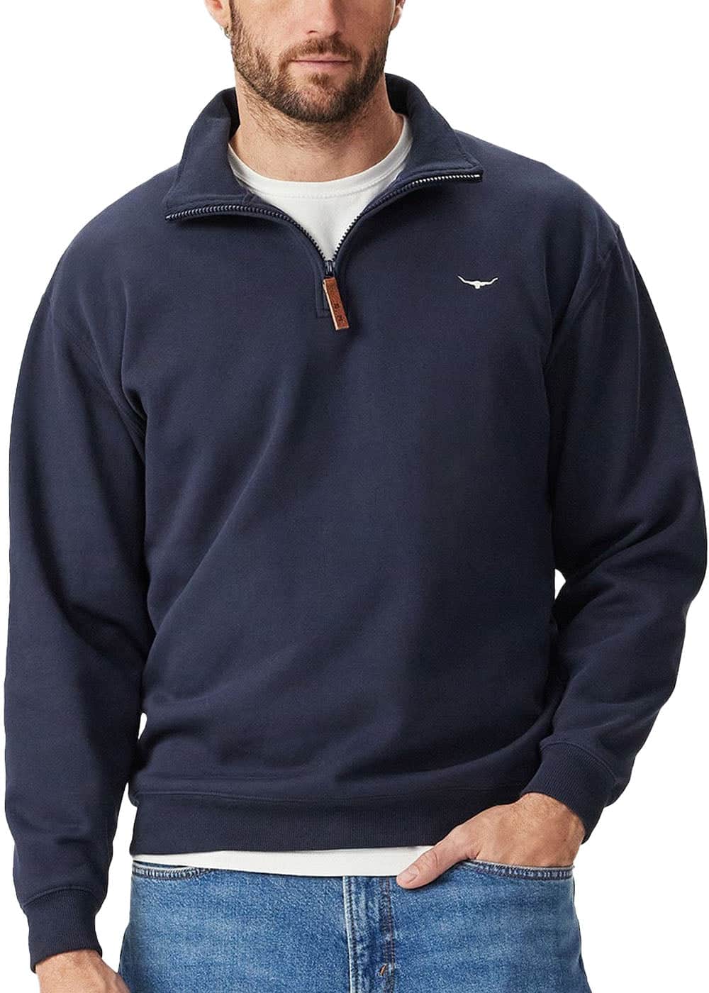 RM Williams Mens Mulyungarie Half Zip Sweatshirt Navy
