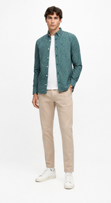 Superdry Preppy Poplin Men's Long Sleeve Shirt Green Check