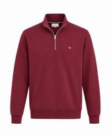 GANT Mens Regular Shield Half Zip Sweatshirt Deep Grape Wine