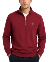 GANT Mens Regular Shield Half Zip Sweatshirt Deep Grape Wine