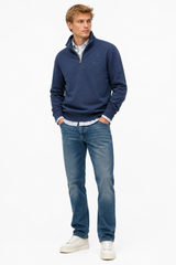 Superdry Mens Essential Serif Logo Half Zip Sweatshirt Navy