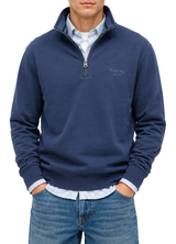 Superdry Mens Essential Serif Logo Half Zip Sweatshirt Navy