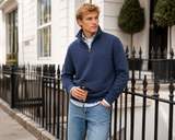 Superdry Mens Essential Serif Logo Half Zip Sweatshirt Navy