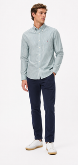 Gant Mens Regular Classic Poplin Banker Stripe Shirt Dark Emerald
