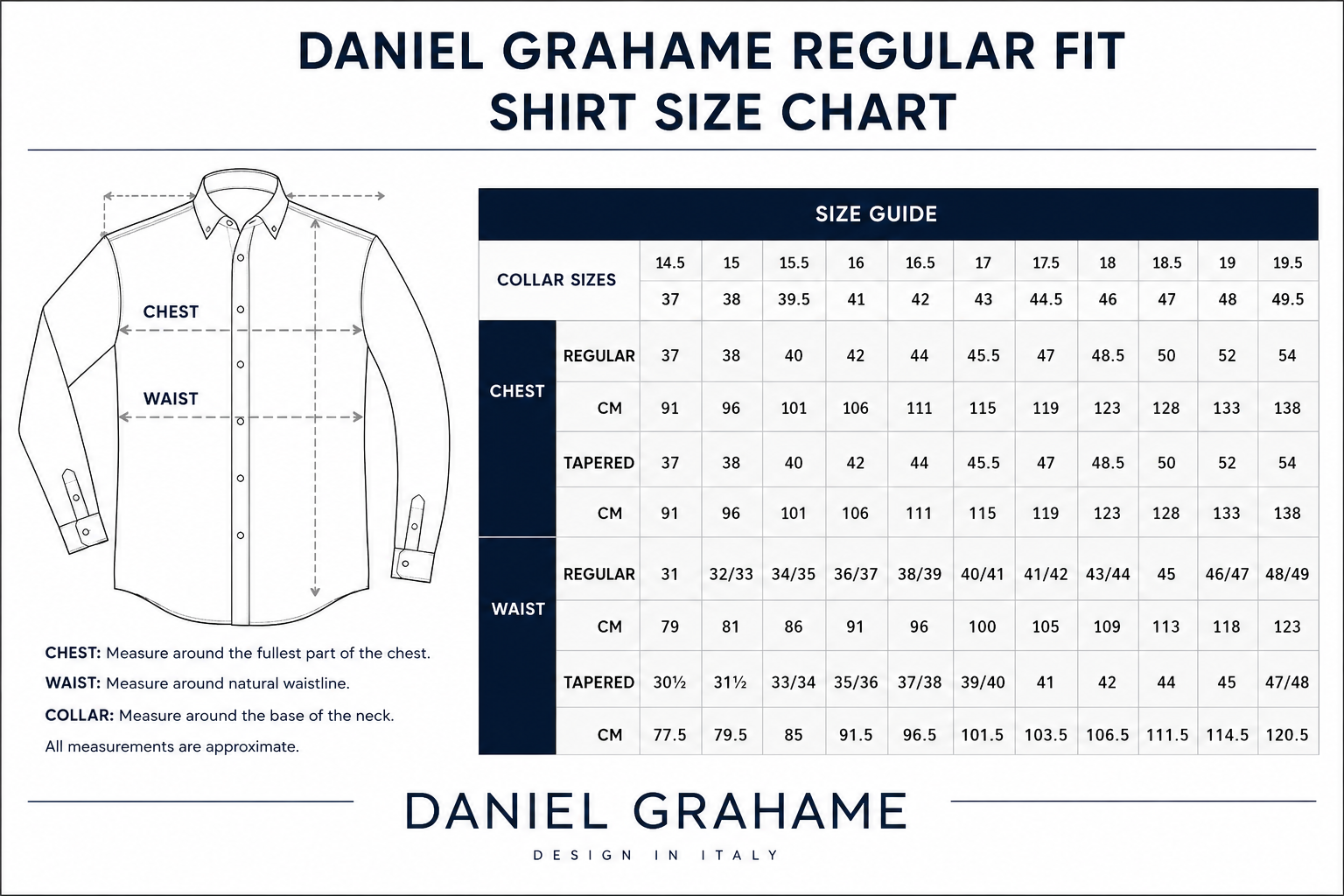 Daniel Grahame size chart