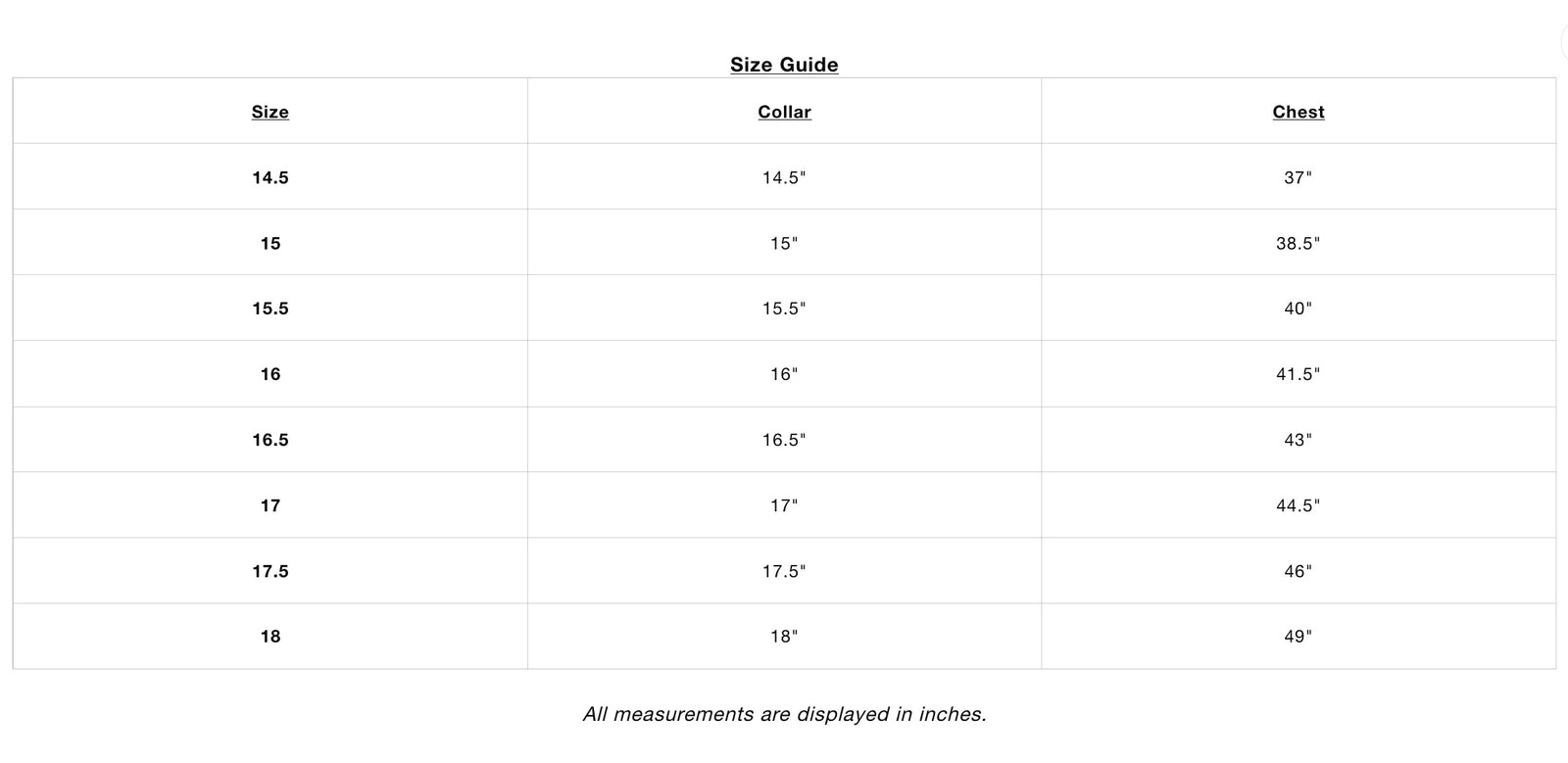Remus Uomo size chart
