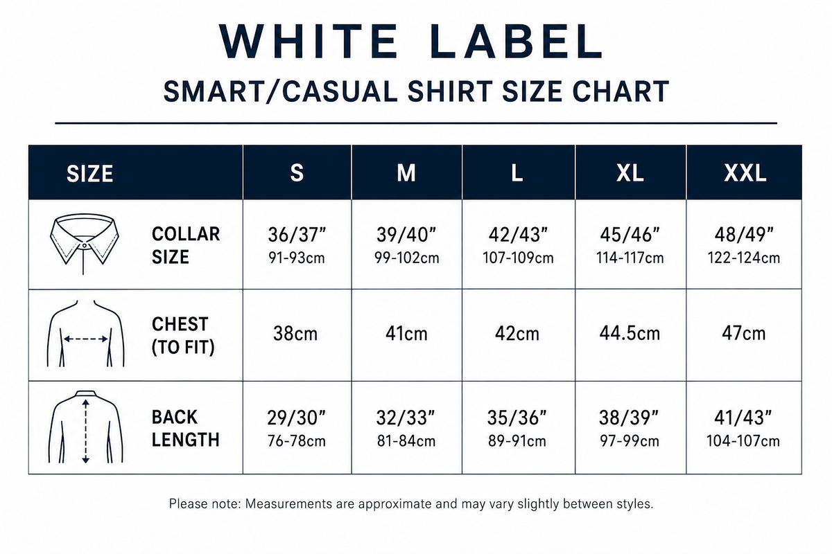 White Label size chart