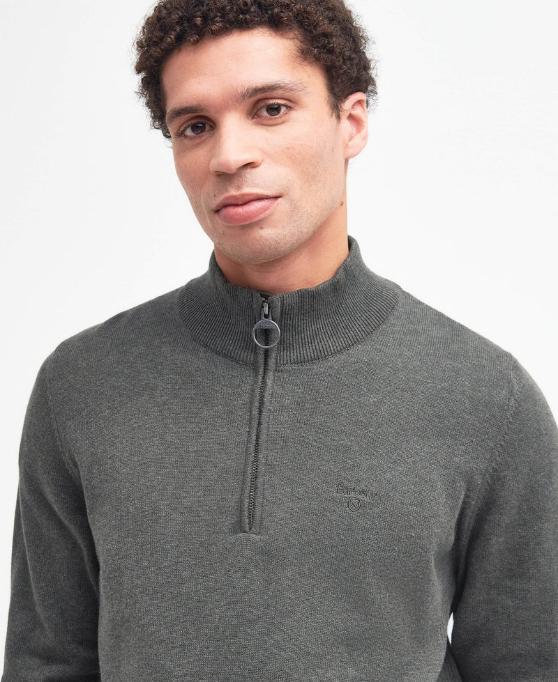 Barbour Cotton Half Zip Knitted Jumper Olive Marl Northern Ireland