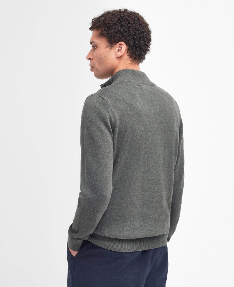 Barbour Cotton Half Zip Knitted Jumper Olive Marl Northern Ireland