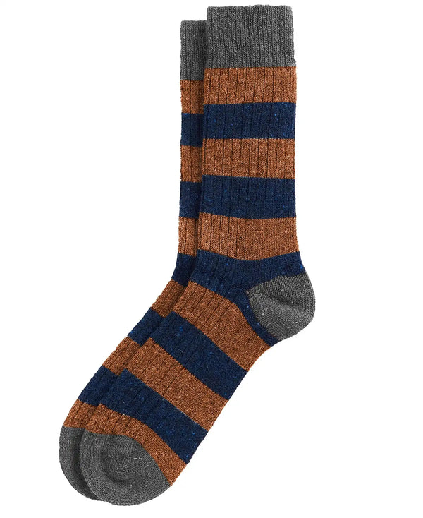 Barbour Houghton Stripe Socks Navy/Ginger Northern Ireland Belfast