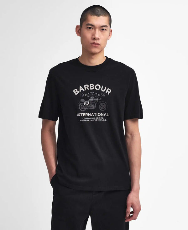 Barbour International Mens Cafe Graphic T-Shirt Black Northern