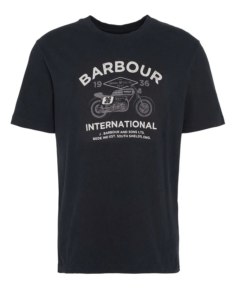 Barbour International Mens Cafe Graphic T-Shirt Black Northern