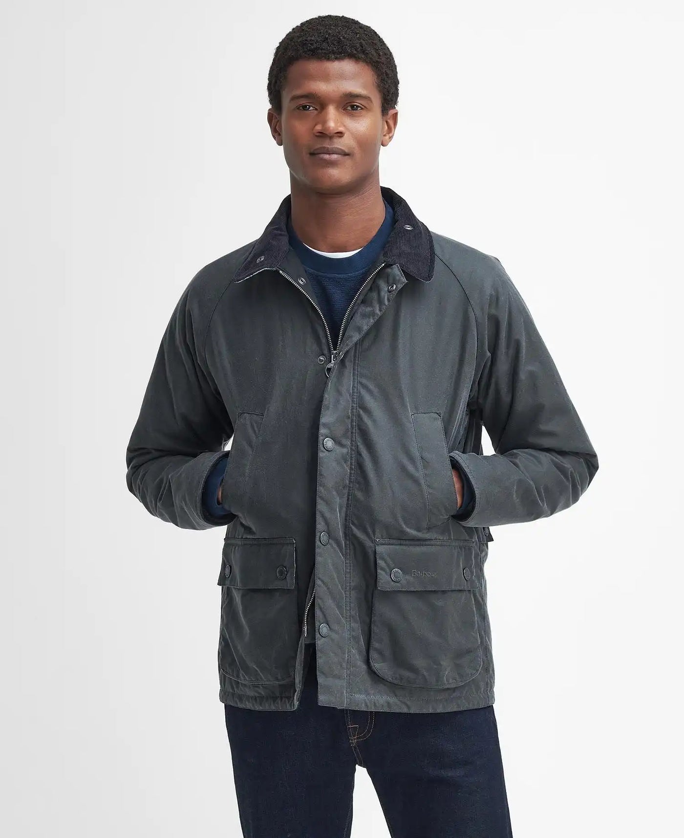 Barbour Mens Ambleside Waxed Jacket Grey Blue Granite