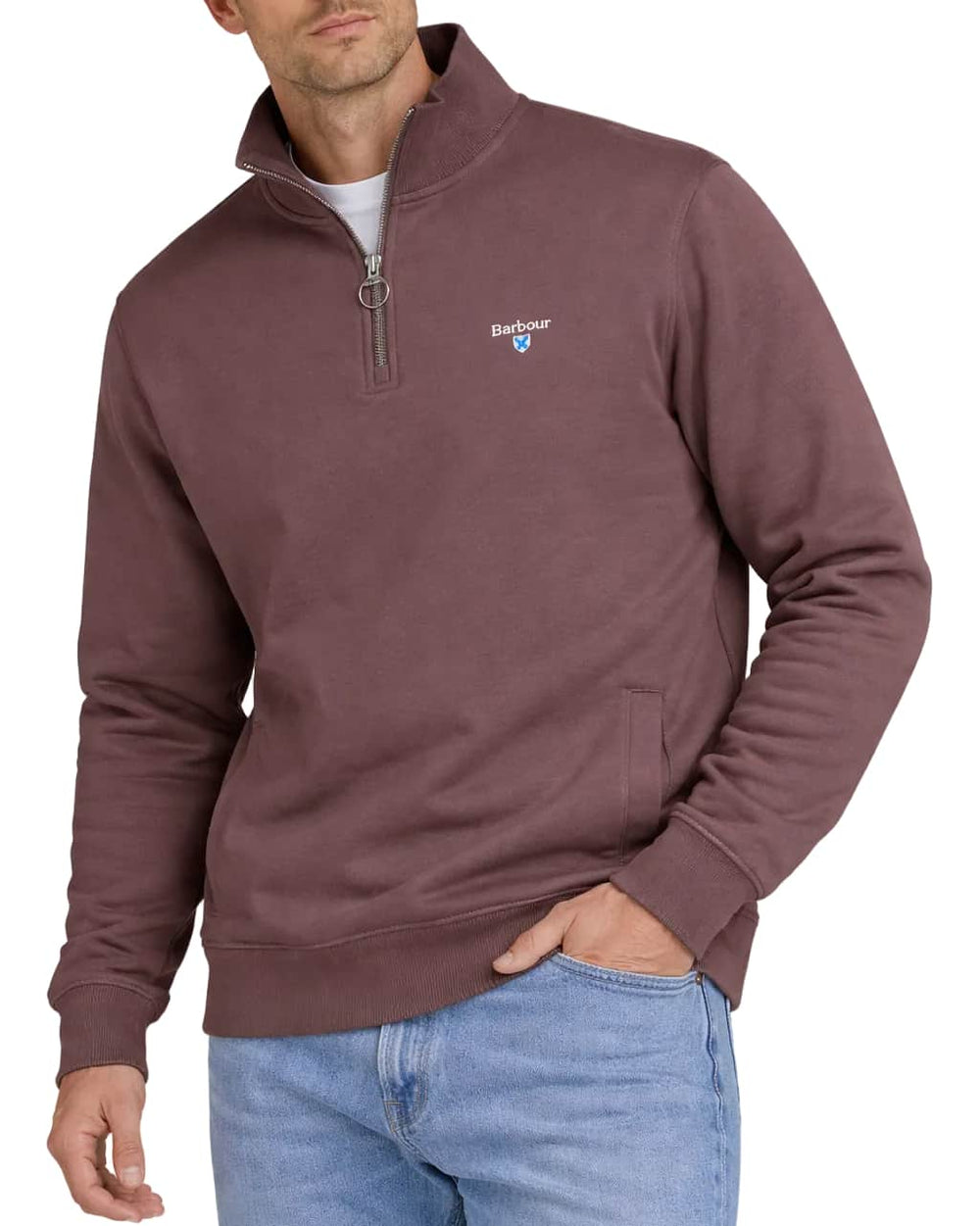 Barbour Mens Beckhill Half Zip Sweatshirt Peppercorn