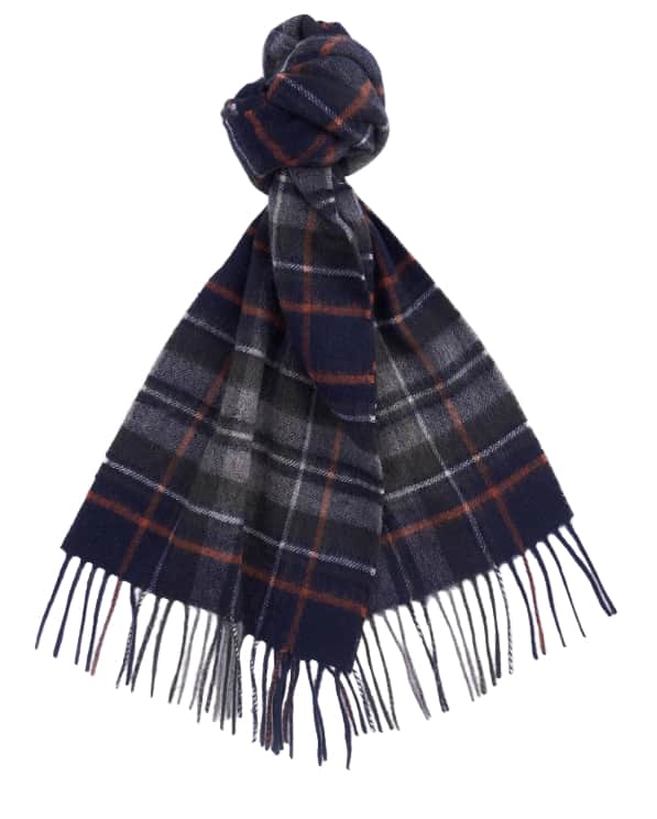 Barbour Mens Check Tartan Scarf Navy Ginger Northern Ireland Belfast