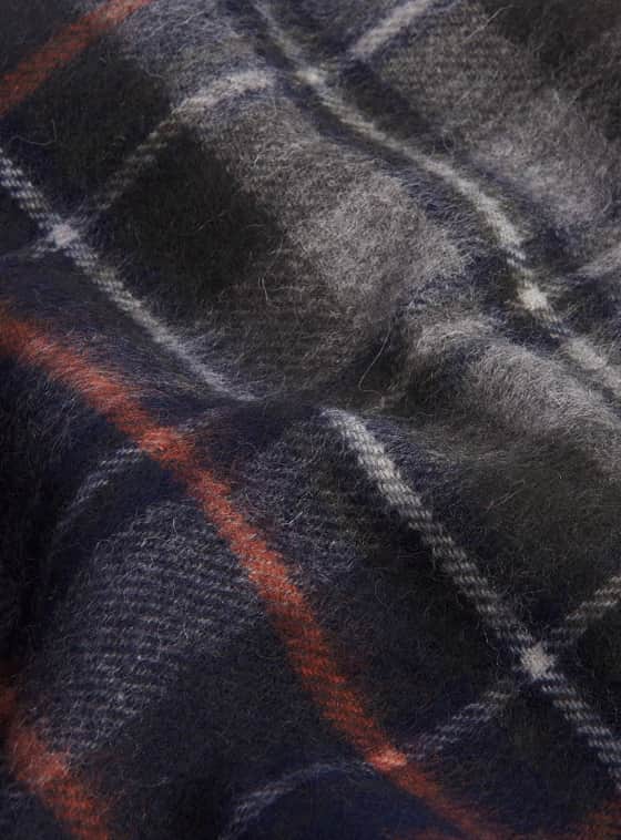 Barbour Mens Check Tartan Scarf Navy Ginger Northern Ireland Belfast