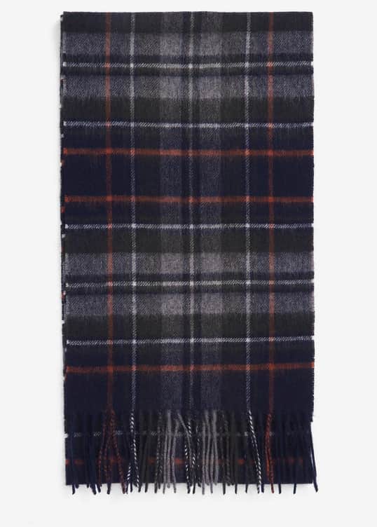 Barbour Mens Check Tartan Scarf Navy Ginger Northern Ireland Belfast