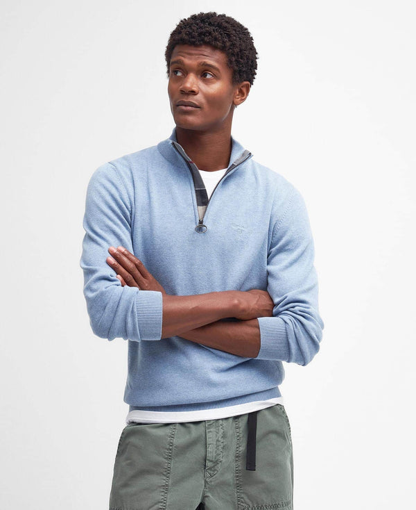 Barbour Men’s Cotton Half Zip Sweater Dark Chambray Northern
