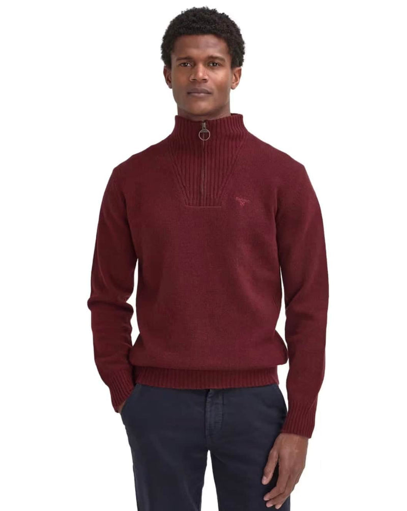 Barbour Mens Essential Lambswool Half Zip Ruby Red