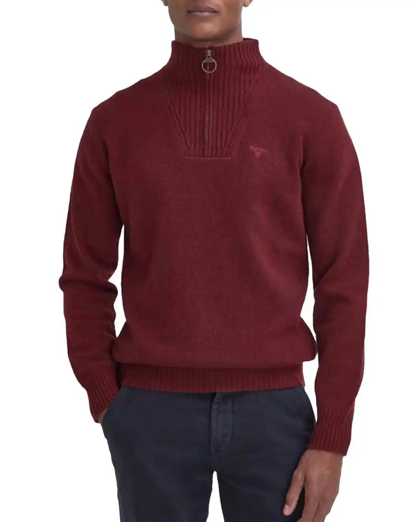 Barbour Mens Essential Lambswool Half Zip Ruby Red Northern Ireland