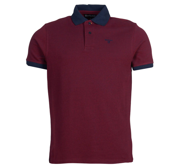 Barbour Mens Essential Sports Mix Polo Shirt Dark Red Northern