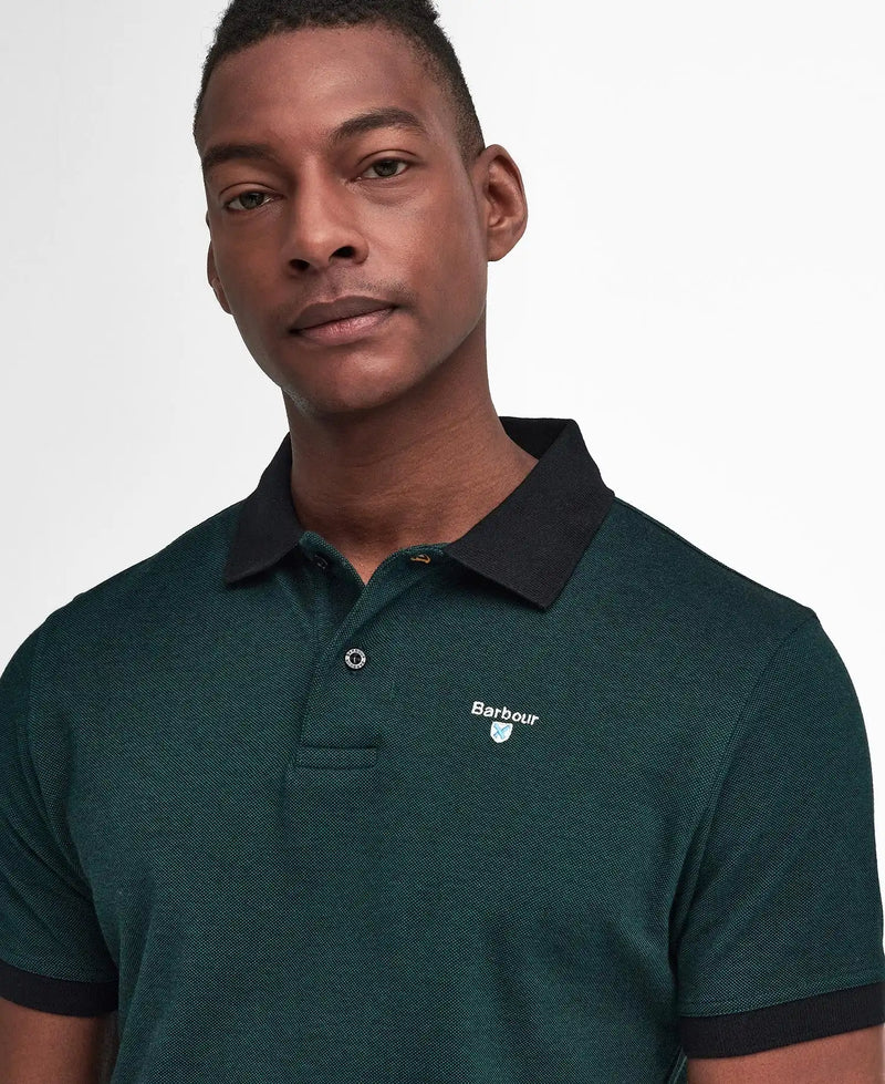 Barbour Mens Essential Sports Mix Polo Shirt Evergreen Northern