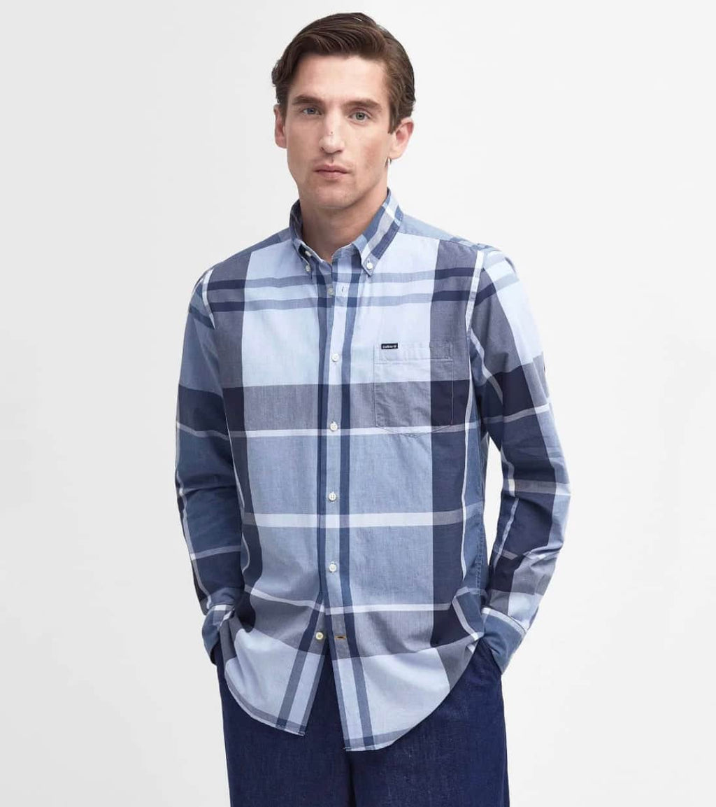 Barbour Mens Harris Tailored Fit Shirt Berwick Blue Tartan