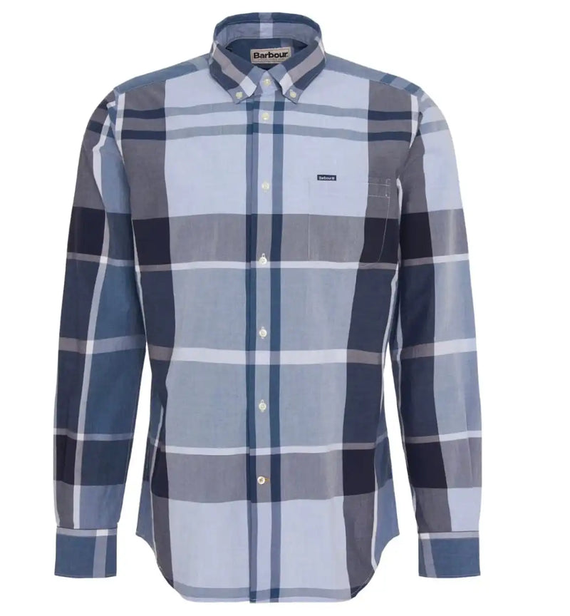 Barbour Mens Harris Tailored Fit Shirt Berwick Blue Tartan Northern