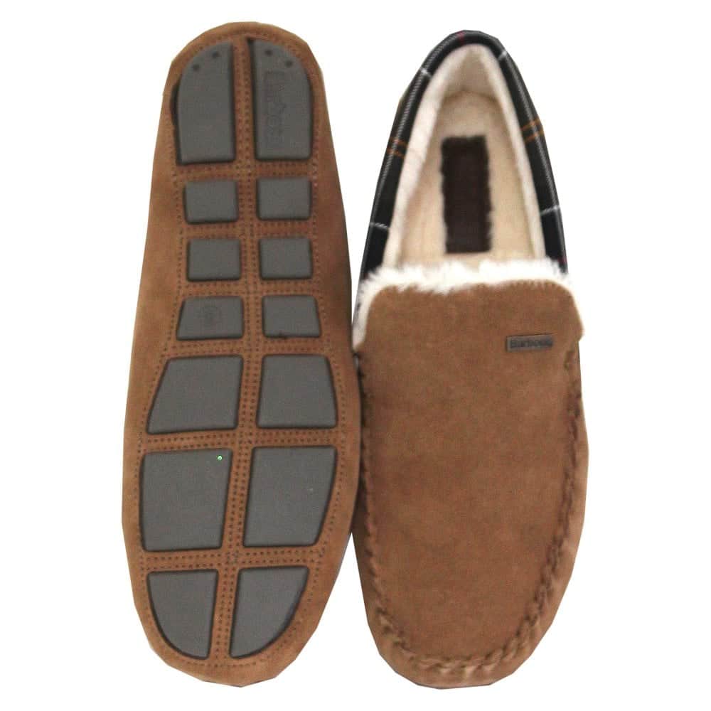 Barbour Mens Monty Moccasin Slippers Camel Suede