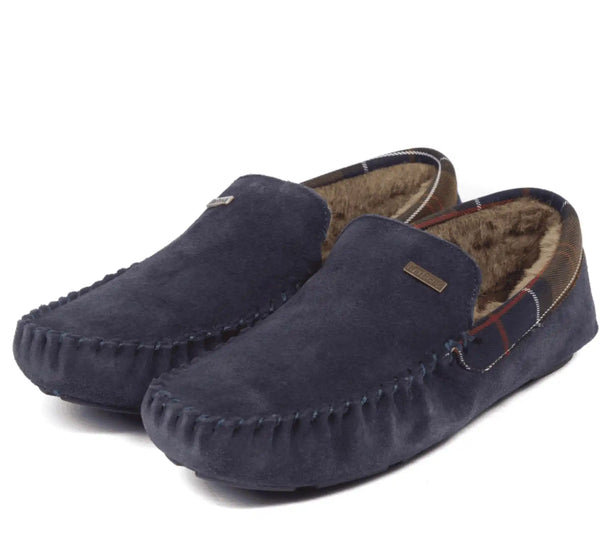 Barbour Mens Monty Moccasin Slippers Navy Suede Northern Ireland