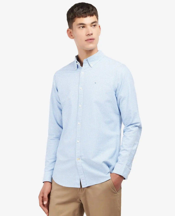 Barbour Men’s Oxtown Gingham Tailored Oxford Shirt Sky Blue