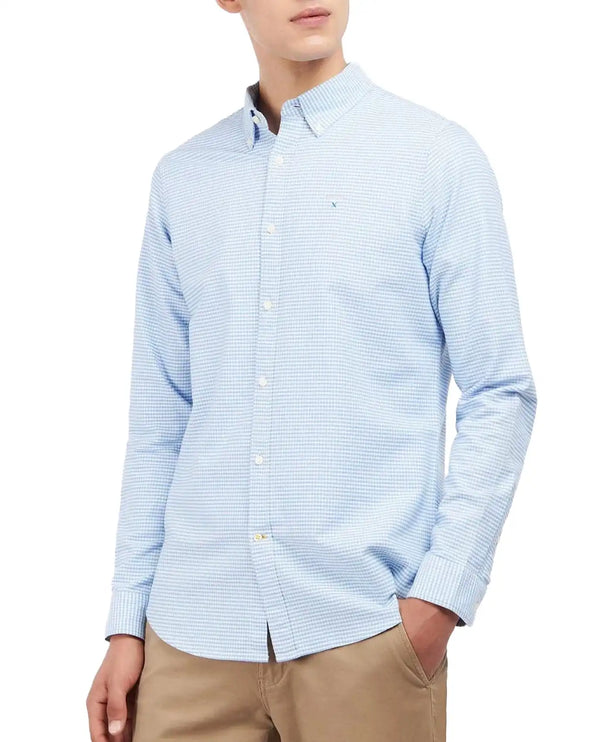 Barbour Men’s Oxtown Gingham Tailored Oxford Shirt Sky Blue