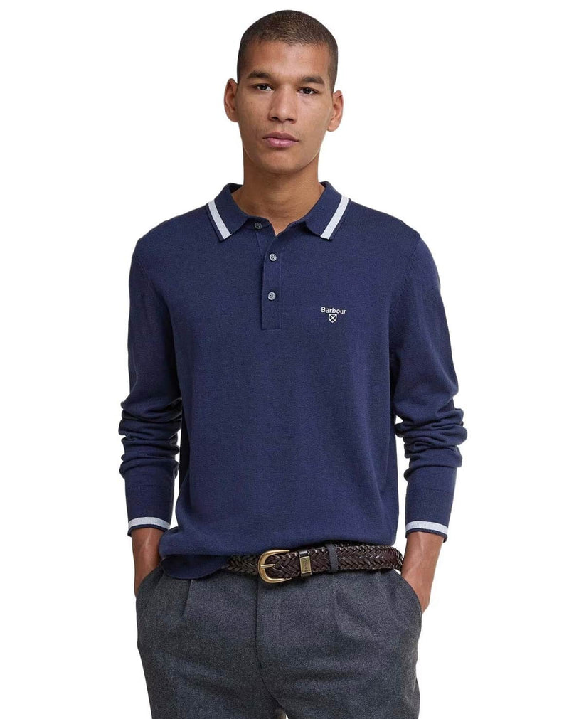 Barbour Mens Rockton LS Knitted Polo Shirt Navy Northern Ireland