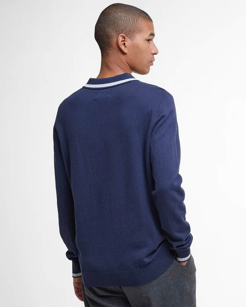 Barbour Mens Rockton LS Knitted Polo Shirt Navy Northern Ireland