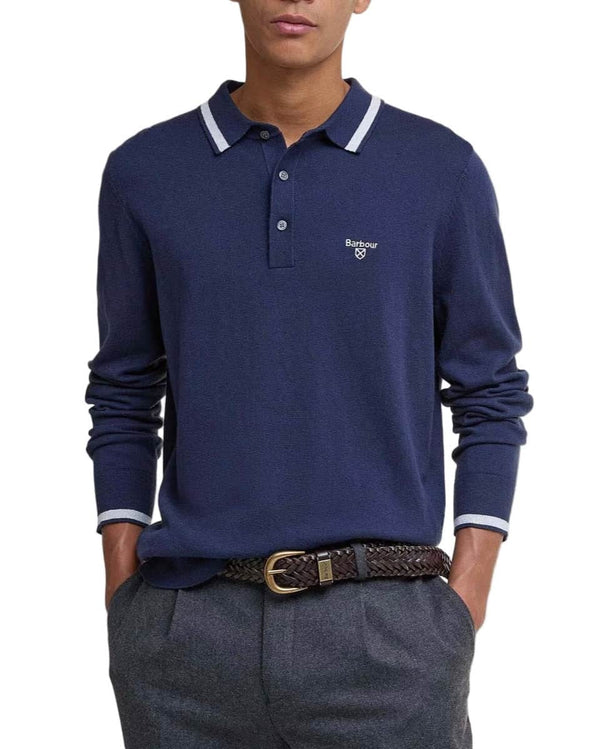 Barbour Mens Rockton LS Knitted Polo Shirt Navy Northern Ireland