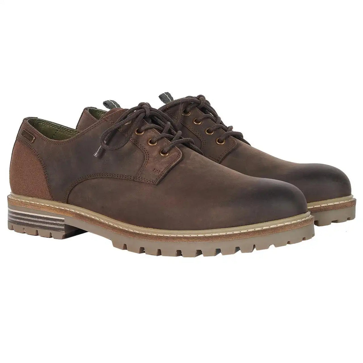 Barbour Mens Sandstone Leather Shoes Chocolate Brown