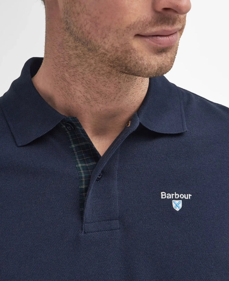 Barbour Mens Tartan Pique Polo Shirt Sapphire Navy Northern Ireland