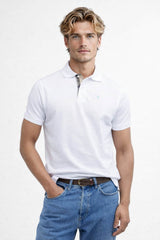 Barbour Mens Tartan Pique Polo Shirt White/Dress Northern Ireland
