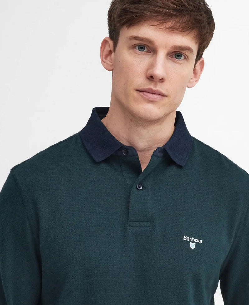 Barbour Mens Walkford Tailord Long Sleeve Polo Shirt Sapphire Navy