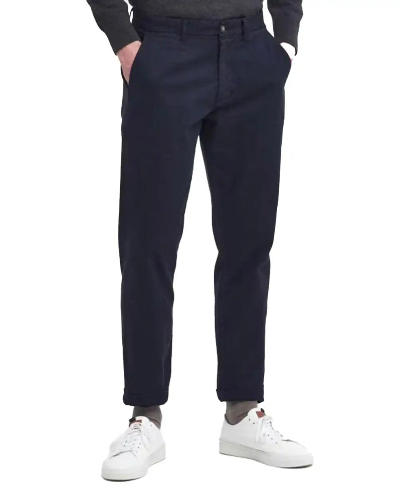 Barbour Mens Washed Stretch Twill Tailored Fit Trousers Navy