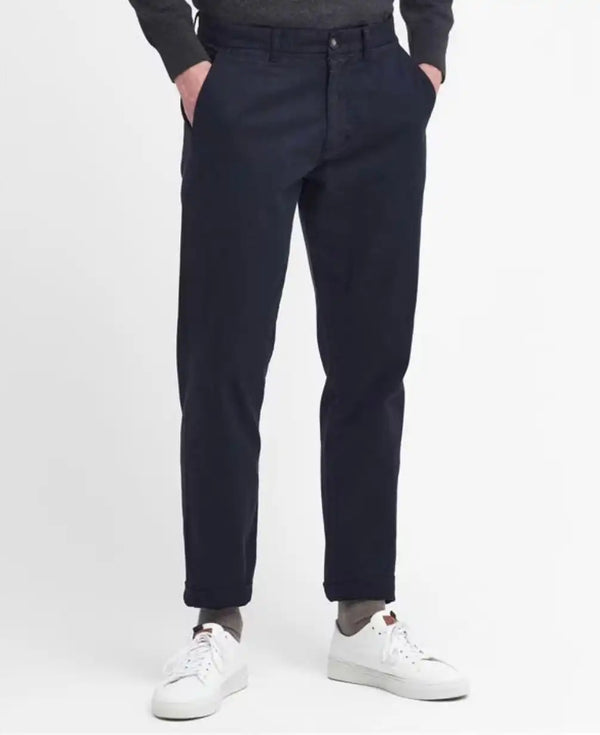 Barbour Mens Washed Stretch Twill Tailored Fit Trousers Navy Northern