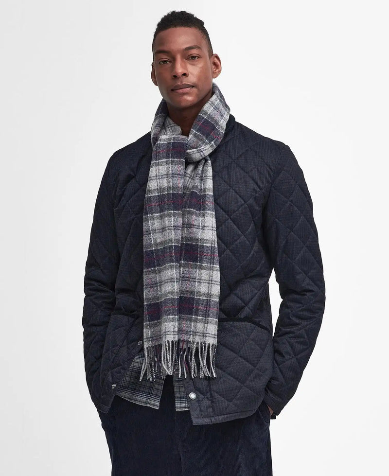 Barbour Tartan Lambswool Scarf Blue Granite