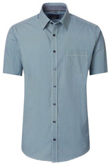 Casa Moda Casual Fit Short Sleeve Shirt Blue/Green Dot Print Northern