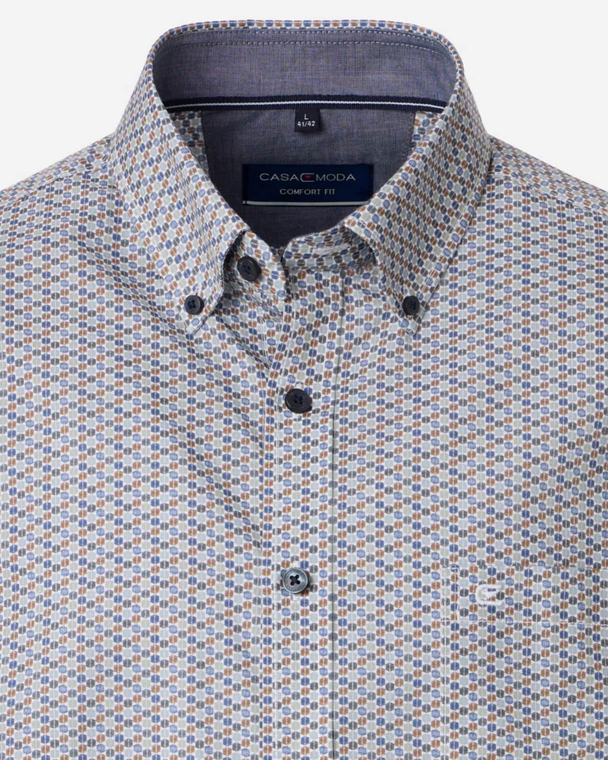 Casa Moda Comfort Fit Shirt Button Down Green/Blue/Brown