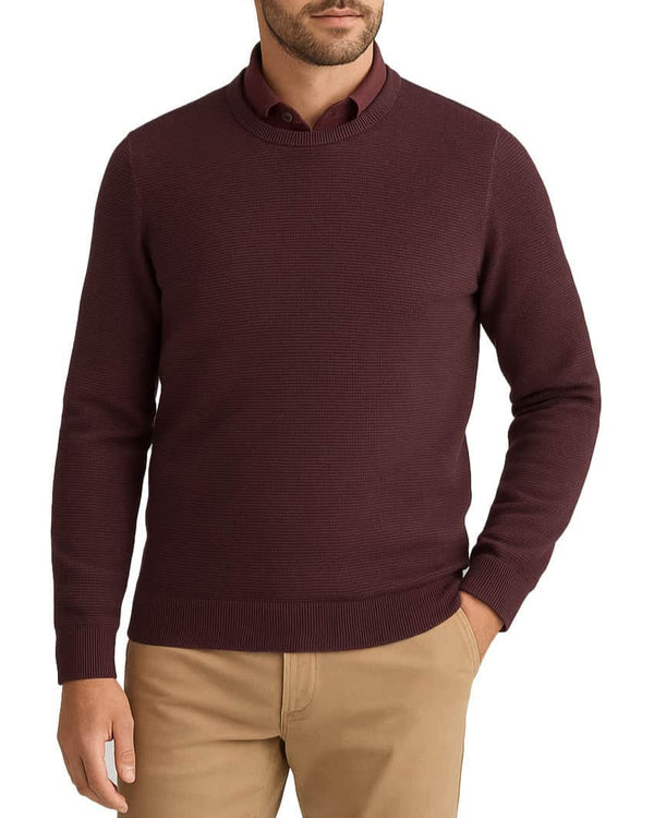 Casa Moda Crew Neck Sweater Chocolate Truffle Burgundy Northern