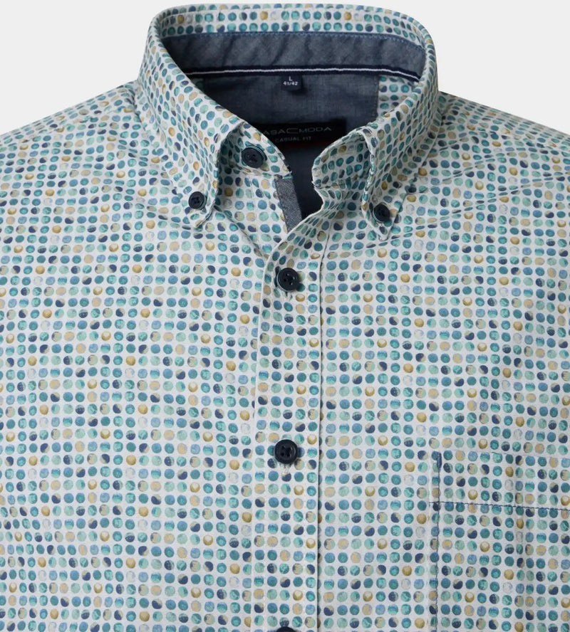 Casa Moda Long Sleeve Casual Fit Shirt Circle Print Petrol Northern