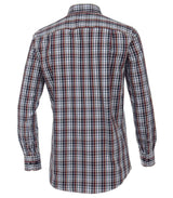 Casa Moda Long Sleeve Check Shirt Blue/ Burgundy/Multi.