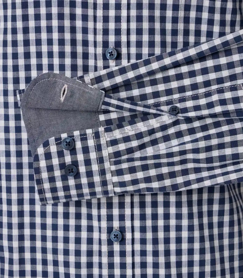 Casa Moda Long Sleeve Comfort Fit Gingham Shirt Blue Northern Ireland